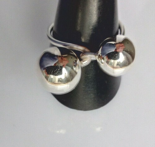 Sterling Silver Double Ball Statement Ring - Picture 6 of 11