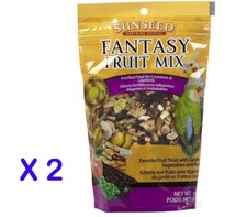 2 New 11oz Sun Seed Company Fantasy Fruit Mix Cockatiel Lovebird Treats