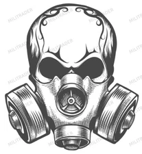 Skull with Gas Mask Biohazard Self-adhesive Vinyl Decal V-2