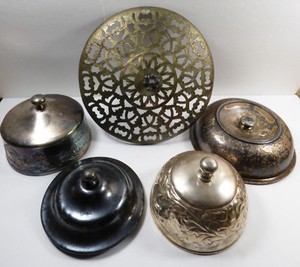 VTG LOT OF 5 ANTIQUE SILVERPLATE LID COLLECTION POTS BUTTER DISH COVERS BOWLS