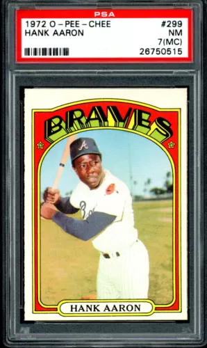 1972 TOPPS OPC O PEE CHEE Baseball #299 Hank Aaron HOF Graded PSA 7 NM mc Braves