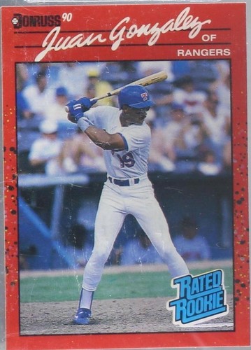 1990 Donruss 33 Juan Gonzalez Reverse Negative Freshly Graded NM