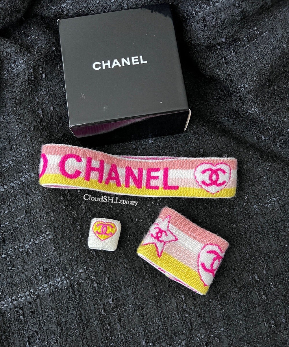 Auth Chanel Sport Line CC Logo Pink Sweatband Set | eBay Auth Chanel Sport Line CC Logo Pink Sweatband Set | eBay