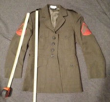 US Marine Corps Men's Enlisted Green Alpha Gabardine Service Uniform Coat Sz 38S