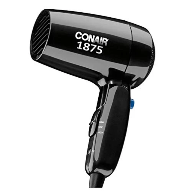 Conair Travel Size Styler Dryer 1875w Dual Voltage Folding Handle Black