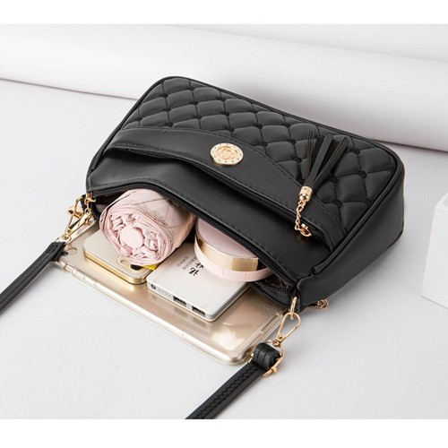 Zipper Shoulder Bag PU Leather Thread Small Purse New Crossbody Bag Women - Picture 8 of 18