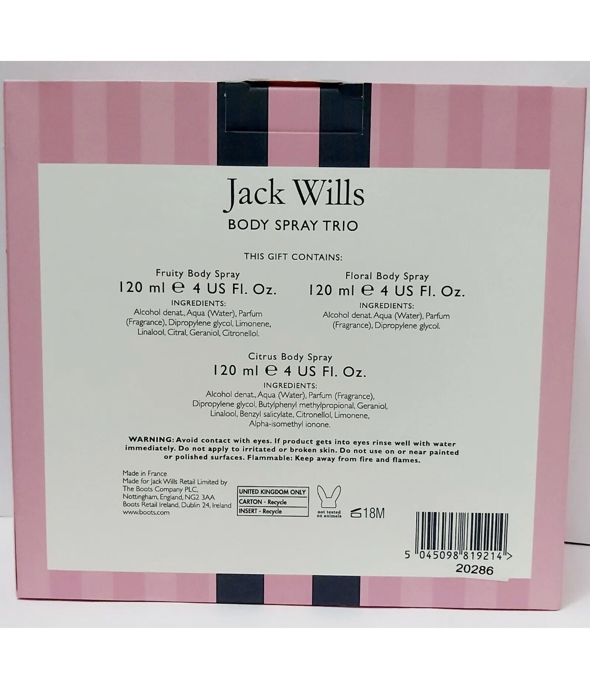 Jack Wills Trio Spritz & Spray Set, 120ml 3 Pack for sale online eBay