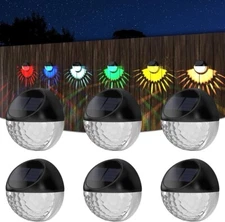 RGB Solar Deck Lights Outdoor 6 Pack, Solar Fence Step Lights IPX7 Waterproof