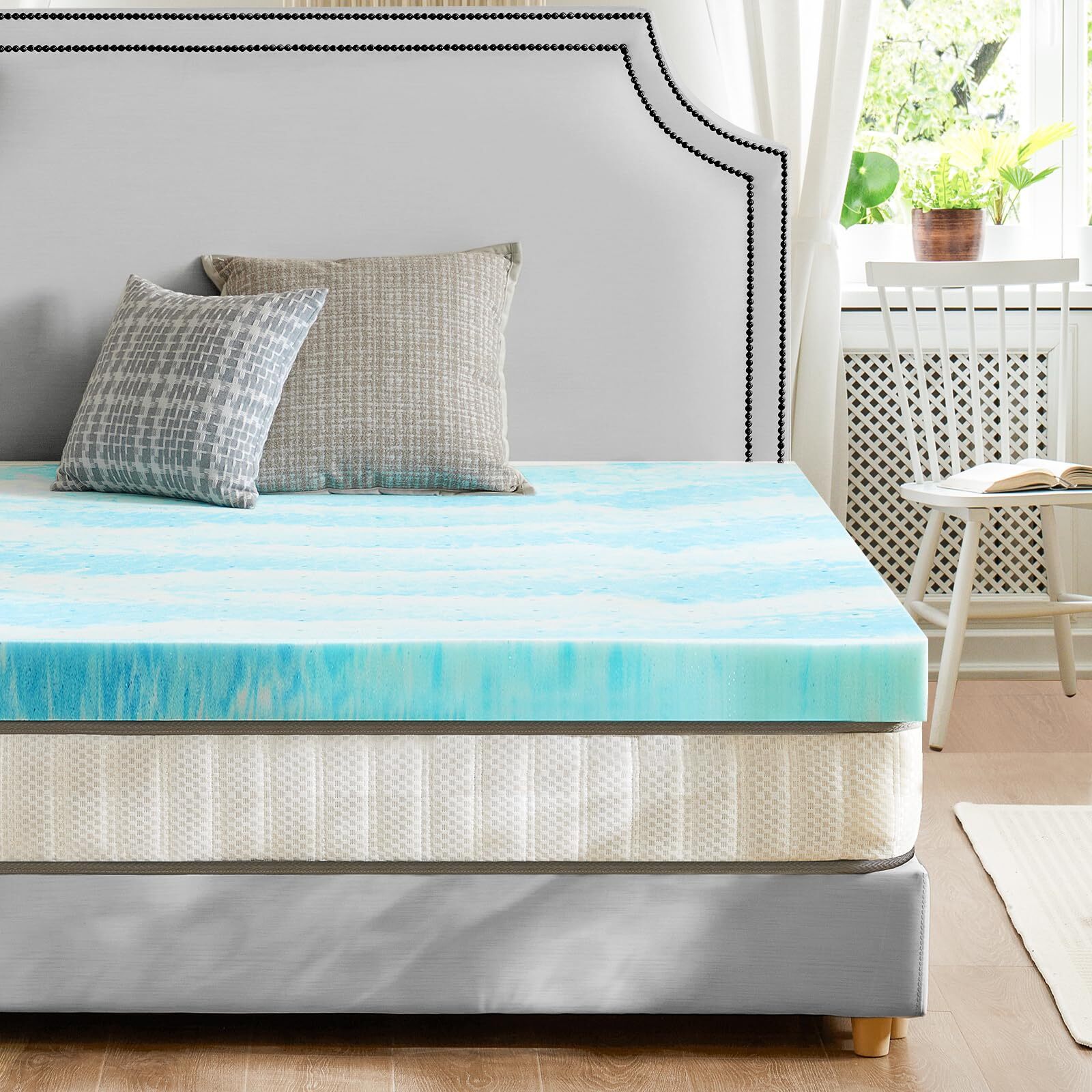 Mattress Topper King, Thick Cooling Gel Infused Memory Foam Bed Toppers for K...-image
