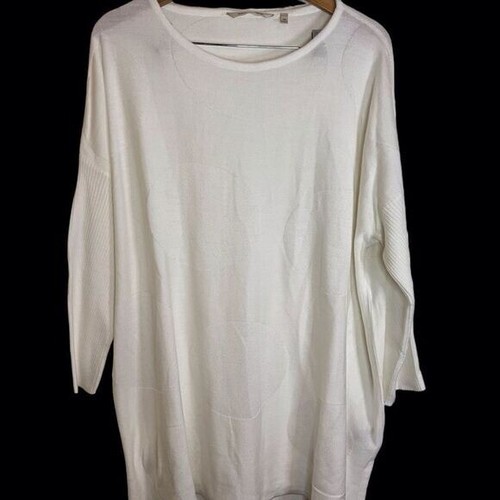 T-shirt morbida bianca classica manica lunga super morbida fluida taglia 1X - Foto 3 di 10