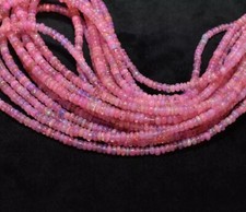 Natural Ethiopian Pink Opal Smooth Rondelle 4-5mm Gemstone Bead 16 Inch Long