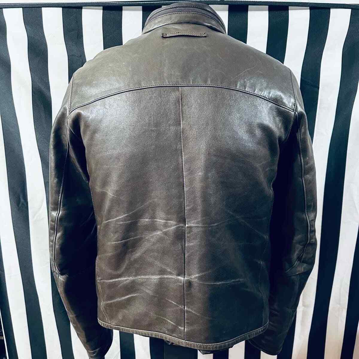 Prada Authentic Vintage 90s Rounded Collar Leather Jacket w Prada Authentic Vintage 90s Rounded Collar Leather Jacket w