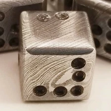 16MM Damascus Dice 15/per die / Hand Forged Steel /  Reenactment Gift / Six