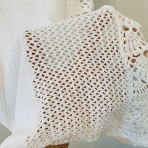 Top sin mangas de crochet Sam Edelman talla L blanca 100 % algodón cómoda playa verano informal - Imagen 8 de 9