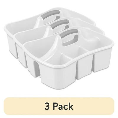 3 pack Sterilite Divided Ultra  Caddy, Easy Carry, Handy Plastic Utility Storage