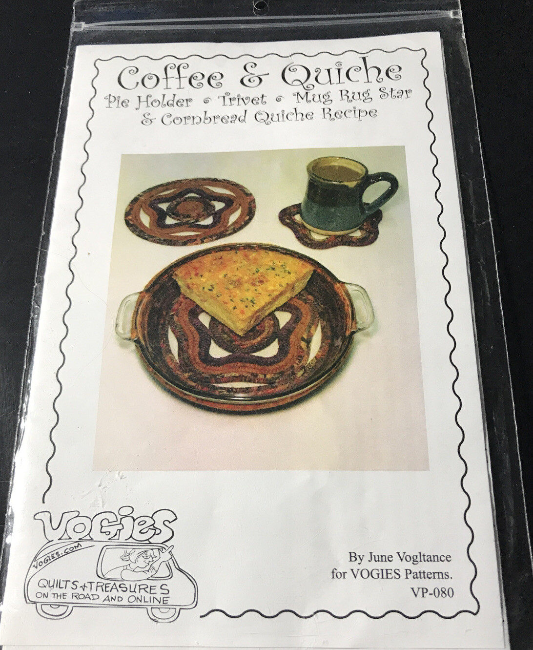COFFEE & QUICHE.Sewing Craft Pattern PIE HOLDER TRIVET MUG RUG STAR