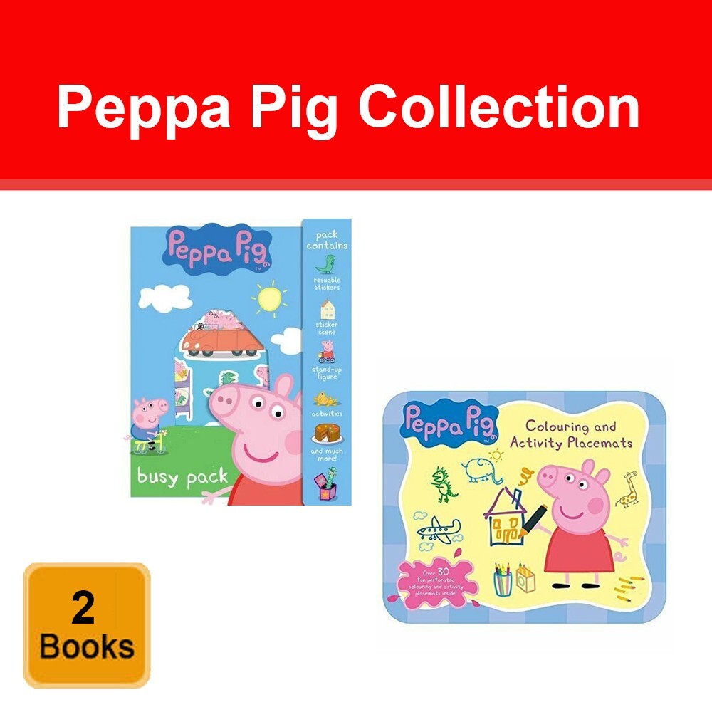 Peppa Pig Colouring and activity placemats & Peppa Pig Busy Pack 2 Books Set