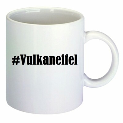 Kaffeetasse #Vulkaneifel Hashtag Raute Keramik Höhe 9,5cm in Weiß