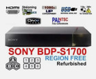 REPRODUCTOR BLU-RAY/DVD PLAYER 0-8 SONY BDP-S1700 REGION FREE ZONA A-B-C/USB "S"