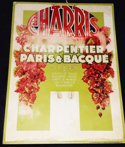 ANCIENNE PLAQUE CARTON SERIGRAPHIEE-CHARRIS BOISSONS PARIS ET BACQUE  N°708/110 - Imagen 2 de 5