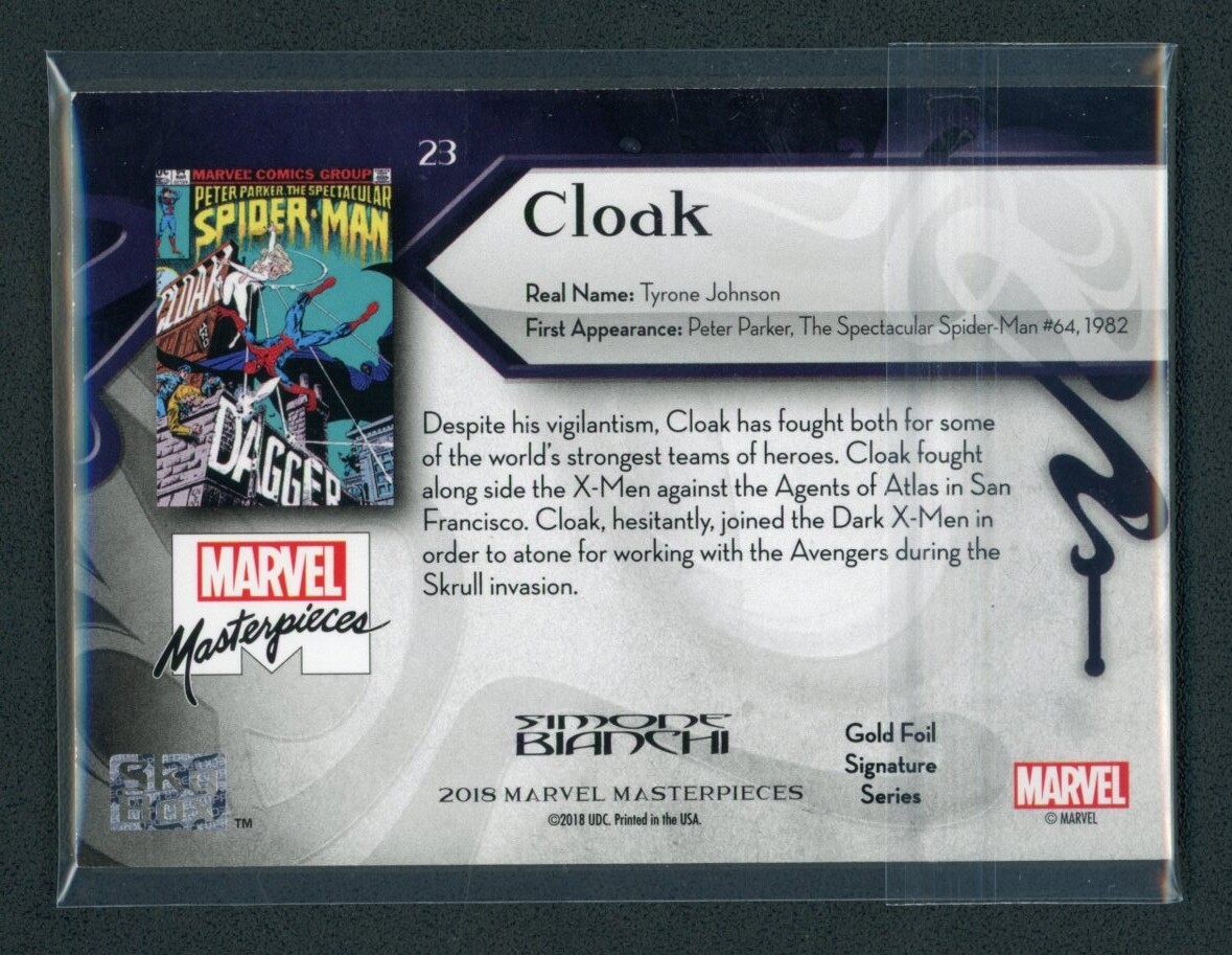 2018 Skybox Marvel Masterpieces 【Cloak】 2018 CLOAK SKYBOX MARVEL MASTERPIECES GOLD FOIL SIGNATURE