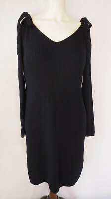Club Monaco Merino Wool Sweater Dress Stretch Rib Knit Dark Navy Blue Size  M | eBay