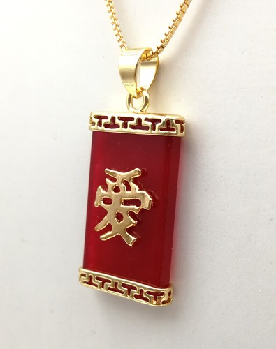 Collar Colgante Rectangular Multicolor Genuino Palabra de Amor de Jade 18 KGP - Imagen 10 de 37