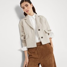 Tuta lino donna Occident blazer giacca cappotto corto pantaloni ufficio donna set 2 pezzi