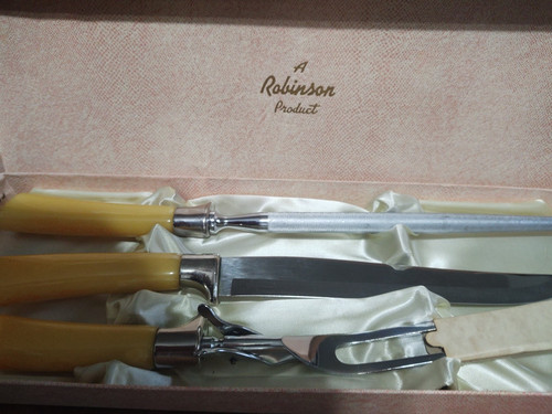 Vintage Robinson Edelstahlklingen, 3-teiliges Schnitzset, beeindruckendes Bakelit - Bild 2 von 6