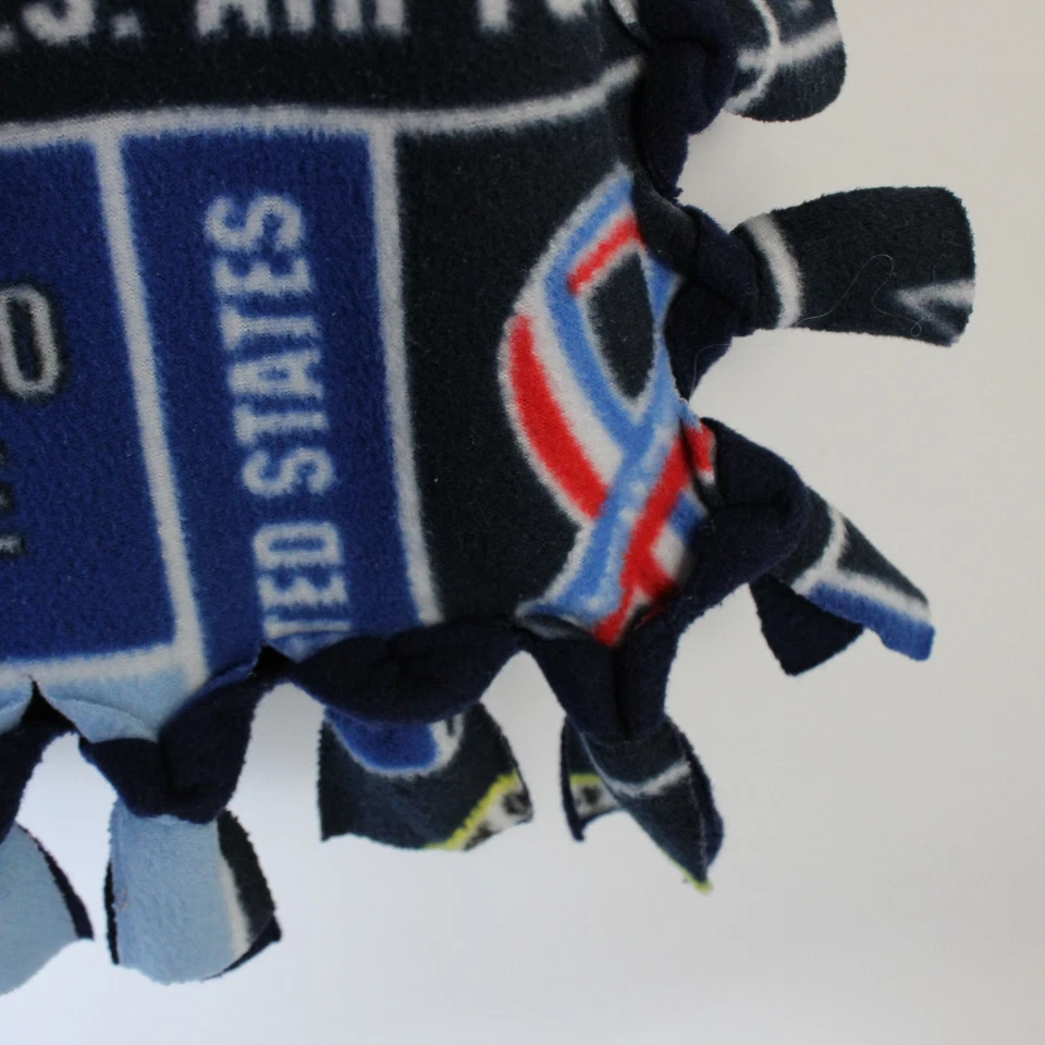 Handmade Navy Blue Air Force Fleece Tie Blanket 38" x 41" - Image 4 of 4
