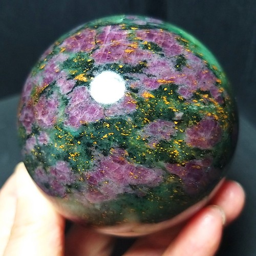 RARA sfera di cristallo rubino verde nonna lucida naturale 600 g guarigione C747 - Foto 3 di 16