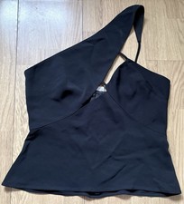 Reiss Women&rsquo;s Ronnie One Shoulder Black Cut Out Top Size 14 Fully Lined BNWTs