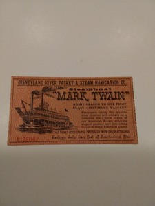 1956 Mark Twain Steamboat Ticket Stub Disneyland Frontierland Pier