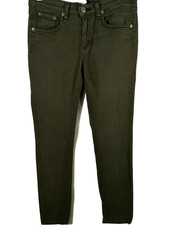 rag  bone Women's Jeans Size 26 Olive Skinny Cropped Distressed Stretch Blend