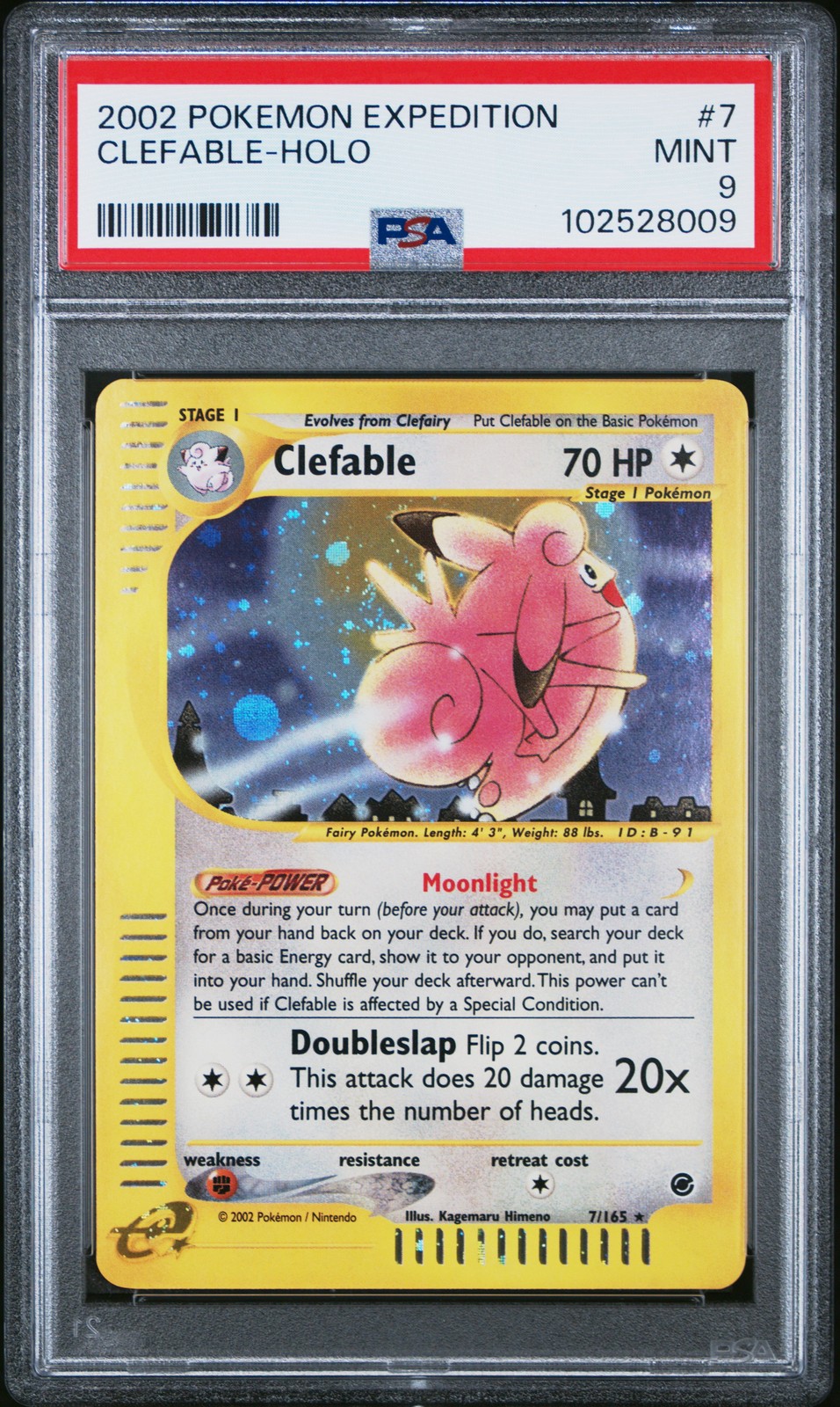2002 Pokemon Expedition #7 Clefable Holo PSA 9 MINT