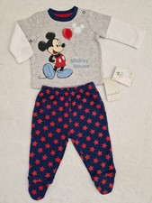 NEW DISNEY NICE MICKEY MOUSE BABY BOY TOP BOTTOM OUTFIT SET 0-3 mths 