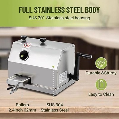 Manual Sugar Cane Juicer 3 Roller Stainless Steel