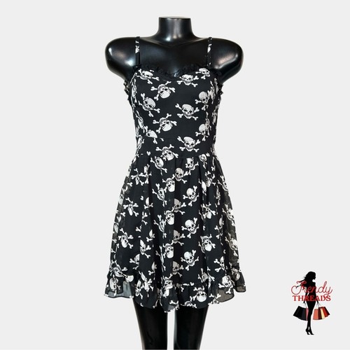 Royal Bones Totenkopf Chiffon Minikleid MEDIUM Rüschen Laune Gothic Halloween Emo - Bild 2 von 13