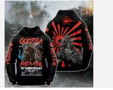 3D hoodie HOT  Godzilla Minus One 70th Anniversary 1954-2024 Thank's Memories