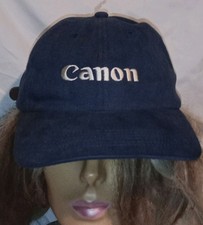 Vintage 90's Promotional Canon EOS Hat - Blue -Leather Strapback - Made in USA