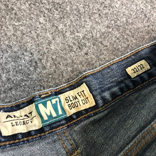 Ariat M7 Jeans Men 32x32 Blue Slim Fit Straight Leg Stretch Faded Workwear - Picture 3 of 11