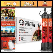Survival Water Filter Straws, 2-Pack - Reusable Emergency Drinking Solution