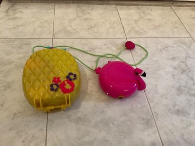 Polly Pocket Purse Toys LOT OF 2 With Figures Tropicool Pineapple & Flamingo