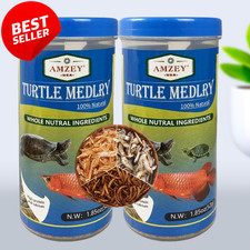 2 Pack Aquatic Turtle Food Medley Mealworms Shrimp Fish High Protein 3.7 oz - US