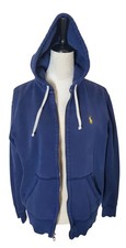 Vintage Polo Ralph Lauren Men's Hoodie Navy Full Zip Thermal Hood Sz.M Y2K