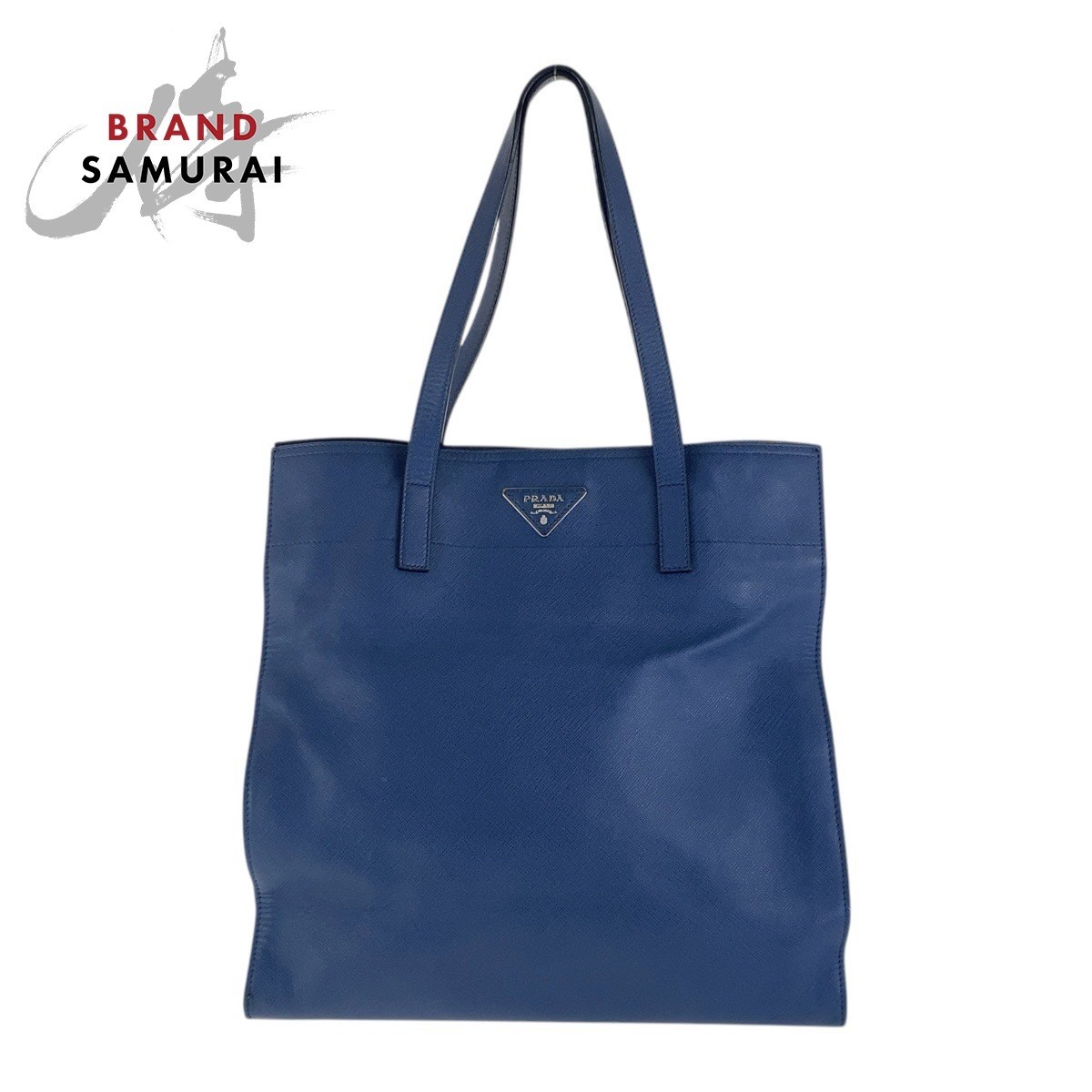 Prada Saffiano Navy Silver Leather 227 31/S Tote Shoulder Bag 501964