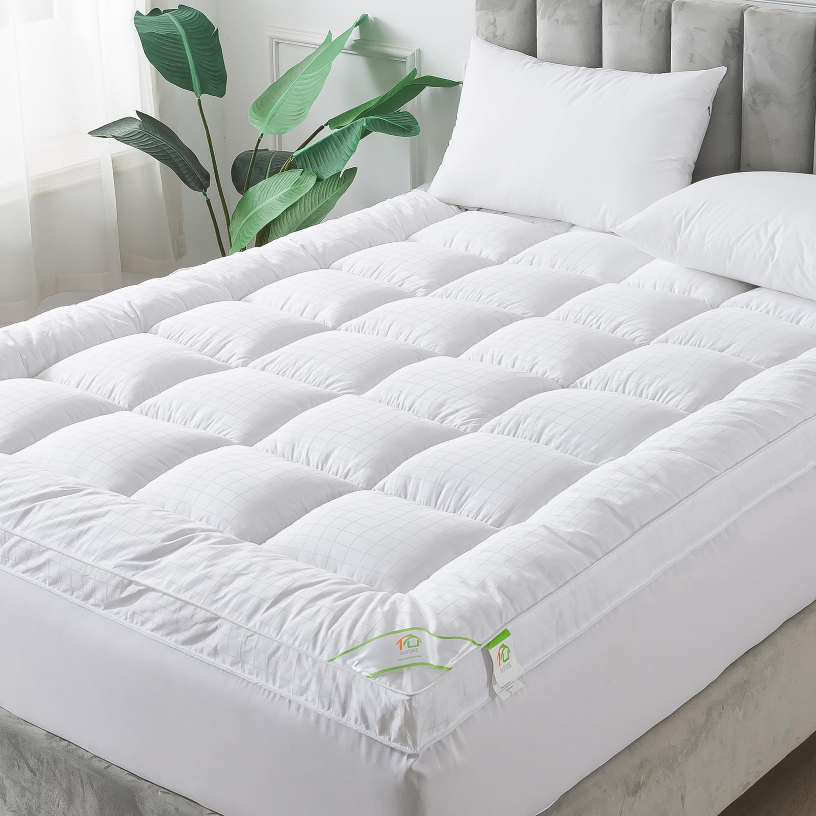 TwinXL 400TC Cotton Mattress Topper with Deep Pocket Extra Thick Pad