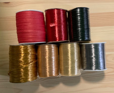 Raffia Ribbon - 7 Spools - Golds, Reds, Silver, Black