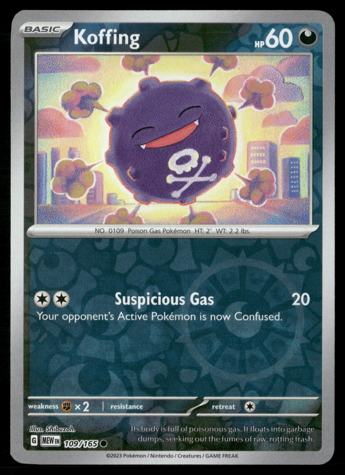 Koffing 109/165 Common 151 Pokemon Reverse Holo Near Mint