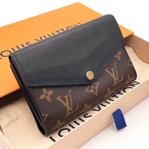 Louis Vuitton Monogram Portefeuille Pallas Compact 2-Fold Wallet Black Used